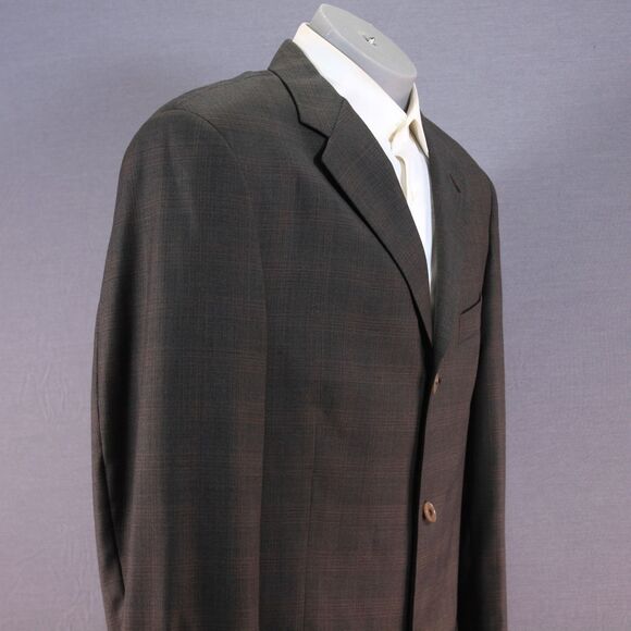 Claiborne Men's 2 Piece Suit Mens Gray Plaid 3 Btn Wool 42L Pleated 33" Waist - Picture 5 of 11